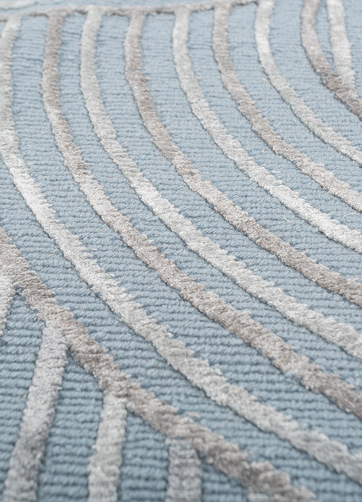 azalea blue wool and bamboo silk hand knotted Rug - CloseUp azalea blue wool and bamboo silk hand knotted Rug - CloseUp