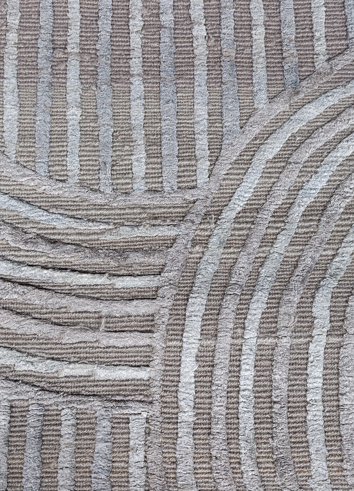 azalea grey and black wool and bamboo silk hand knotted Rug - CloseUp azalea grey and black wool and bamboo silk hand knotted Rug - CloseUp