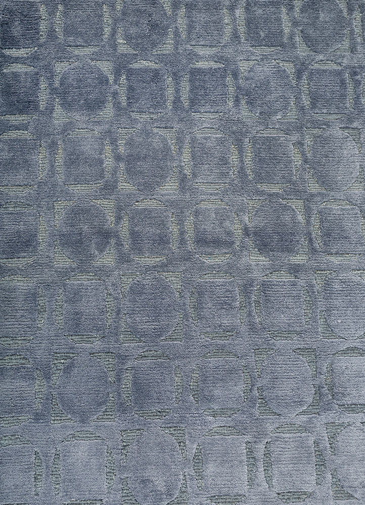 azalea blue wool and bamboo silk hand knotted Rug - CloseUp azalea blue wool and bamboo silk hand knotted Rug - CloseUp