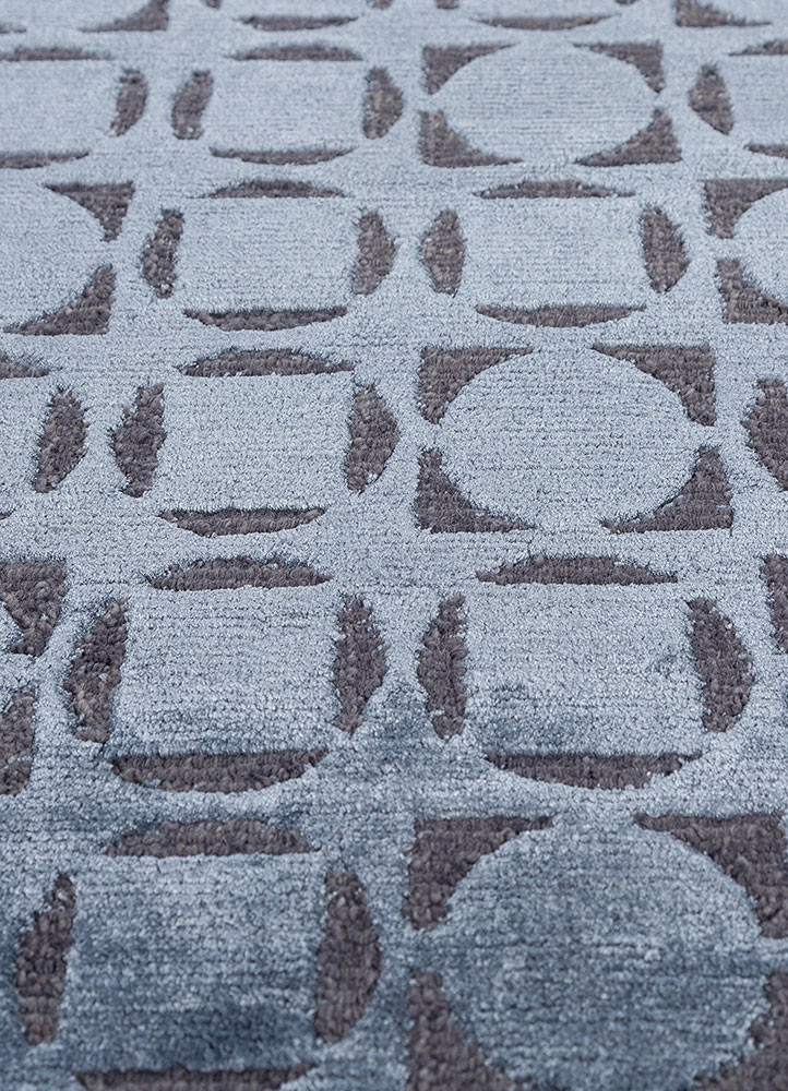 azalea blue wool and bamboo silk hand knotted Rug - CloseUp azalea blue wool and bamboo silk hand knotted Rug - CloseUp