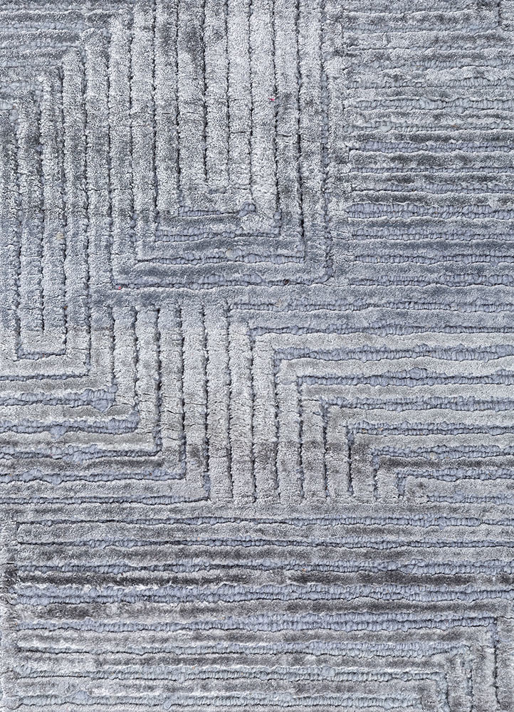 azalea blue wool and bamboo silk hand knotted Rug - CloseUp azalea blue wool and bamboo silk hand knotted Rug - CloseUp