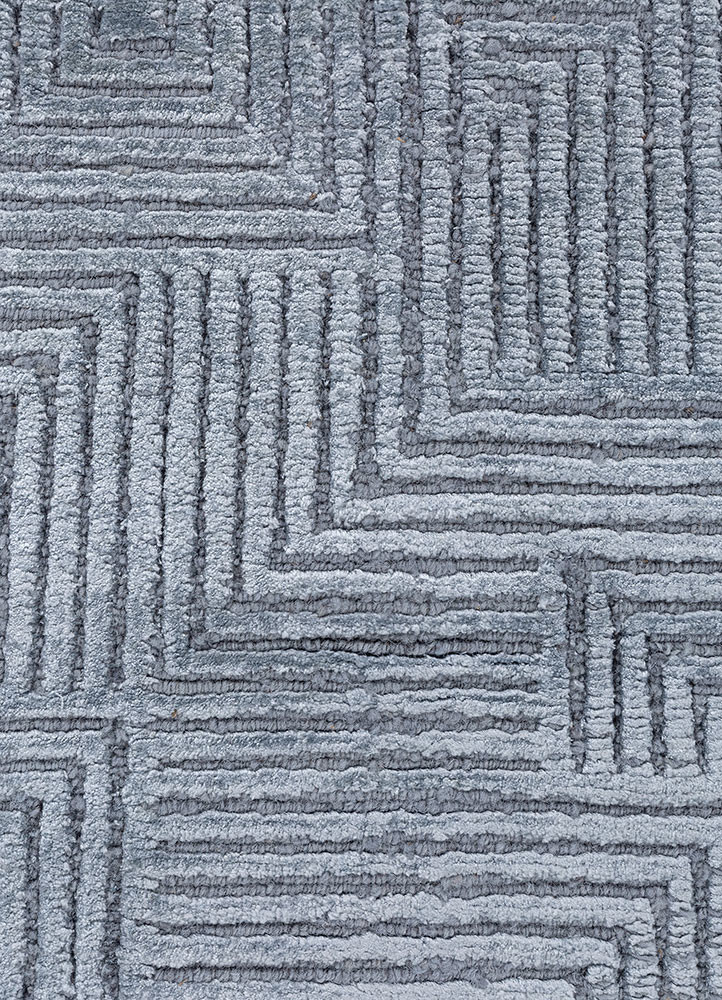 azalea blue wool and bamboo silk hand knotted Rug - CloseUp azalea blue wool and bamboo silk hand knotted Rug - CloseUp
