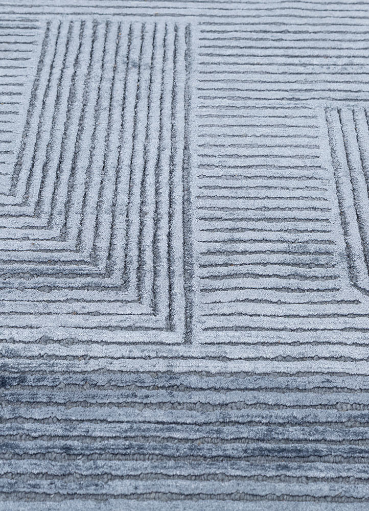 azalea blue wool and bamboo silk hand knotted Rug - CloseUp azalea blue wool and bamboo silk hand knotted Rug - CloseUp
