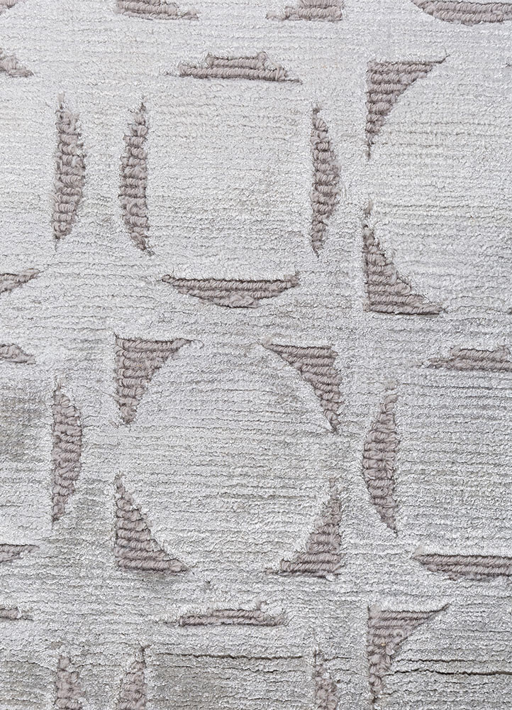azalea grey and black wool and bamboo silk hand knotted Rug - CloseUp azalea grey and black wool and bamboo silk hand knotted Rug - CloseUp