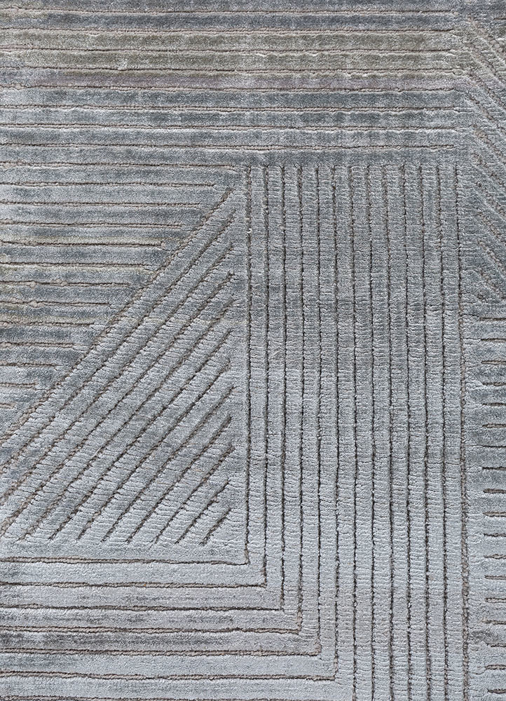 azalea blue wool and bamboo silk hand knotted Rug - CloseUp azalea blue wool and bamboo silk hand knotted Rug - CloseUp
