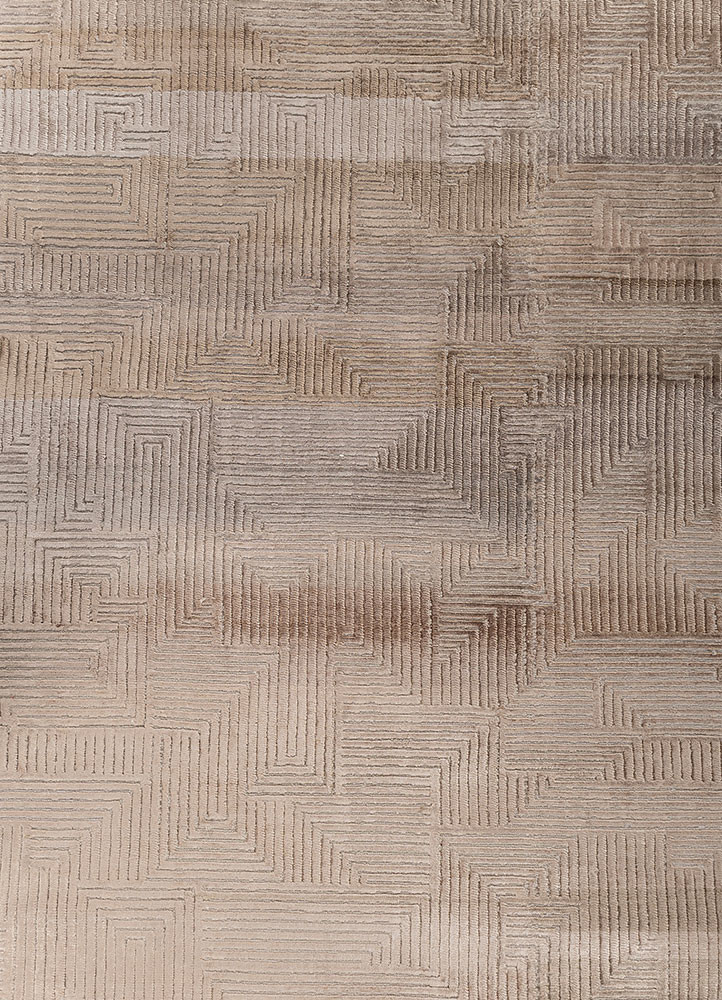 aprezo beige and brown wool and bamboo silk hand knotted Rug - CloseUp aprezo beige and brown wool and bamboo silk hand knotted Rug - CloseUp