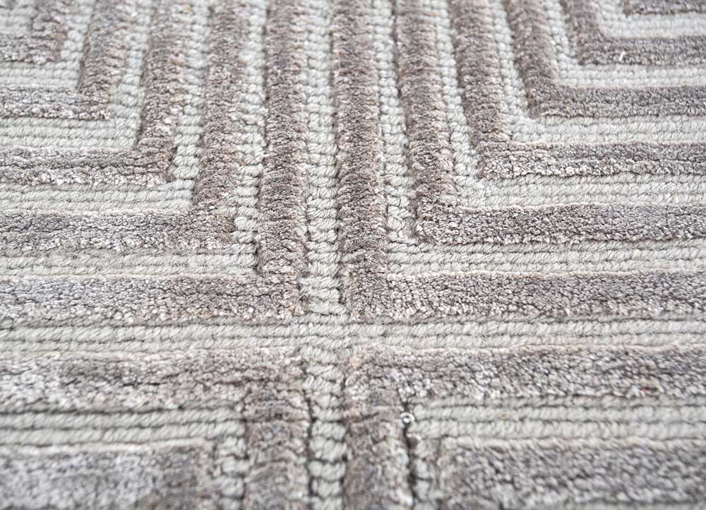 azalea grey and black wool and bamboo silk hand knotted Rug - CloseUp azalea grey and black wool and bamboo silk hand knotted Rug - CloseUp
