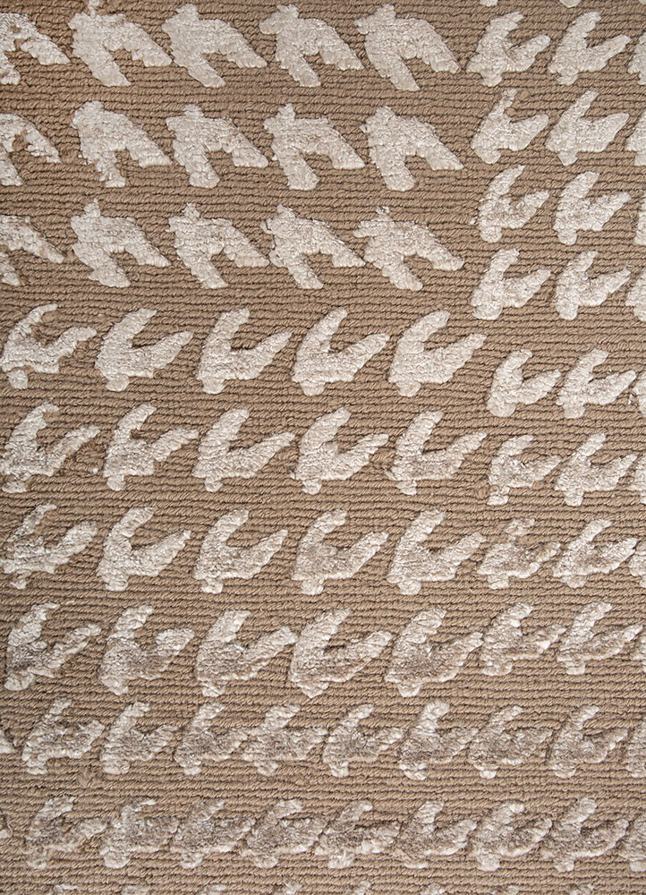 azalea beige and brown wool and bamboo silk hand knotted Rug - CloseUp azalea beige and brown wool and bamboo silk hand knotted Rug - CloseUp