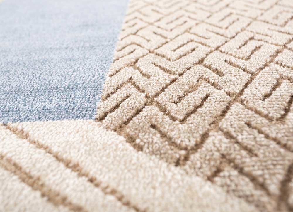azalea beige and brown wool and bamboo silk hand knotted Rug - CloseUp