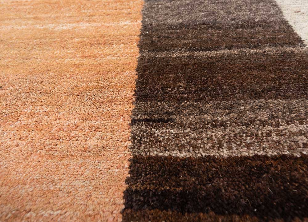 blythe beige and brown afghan wool hand knotted Rug - CloseUp