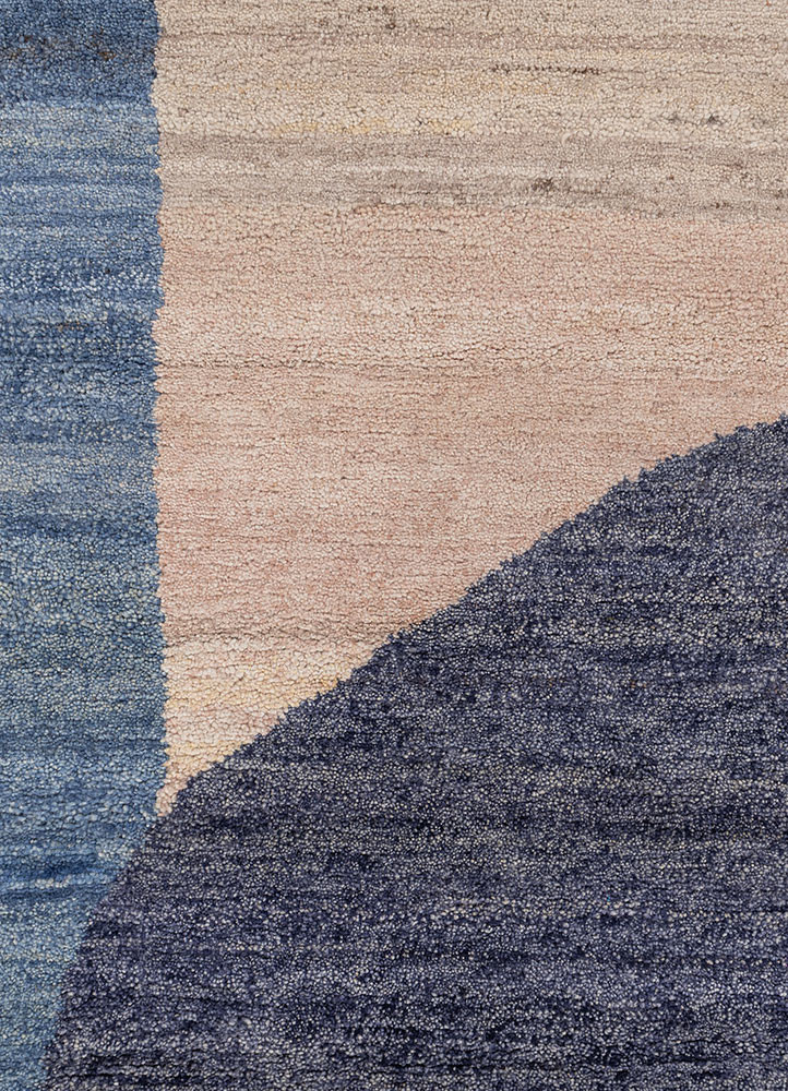 blythe blue wool hand knotted Rug - CloseUp