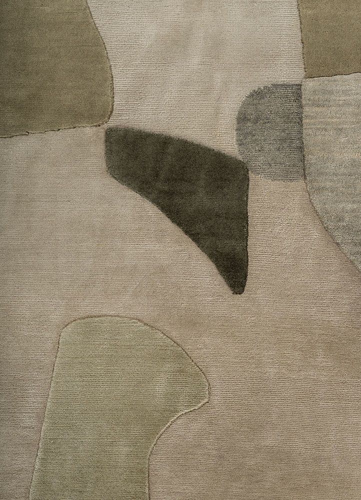 aprezo green wool hand knotted Rug - CloseUp