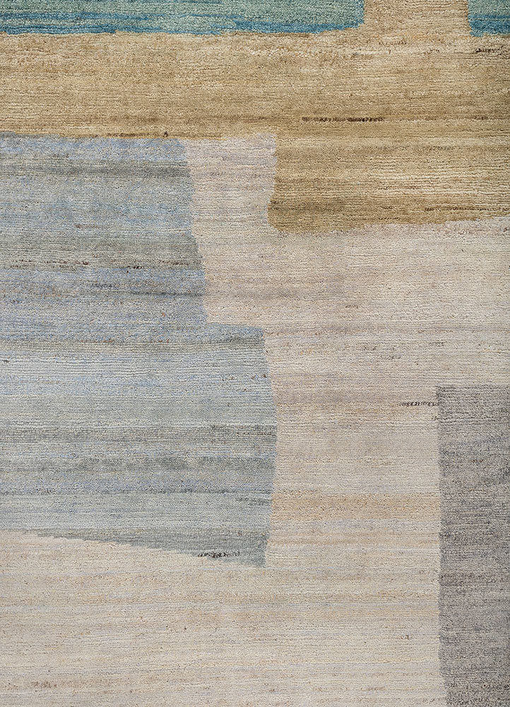 blythe gold wool hand knotted Rug - CloseUp