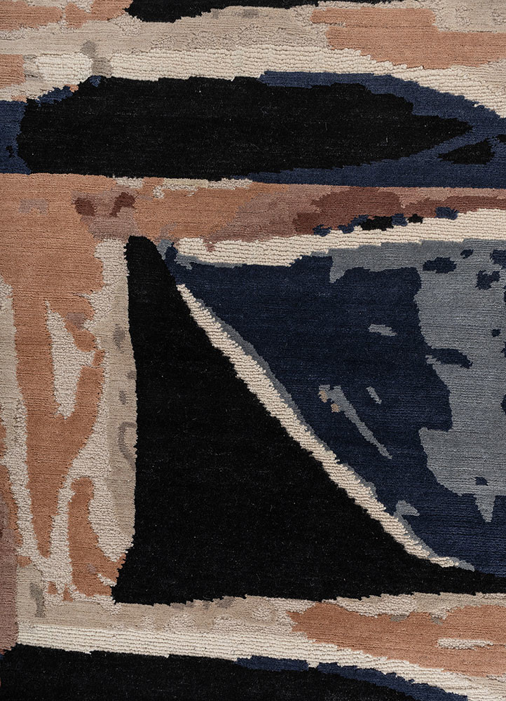 sthir blue wool hand knotted Rug - CloseUp