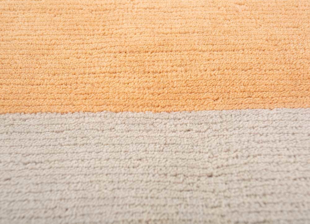 sthir red and orange wool hand knotted Rug - CloseUp