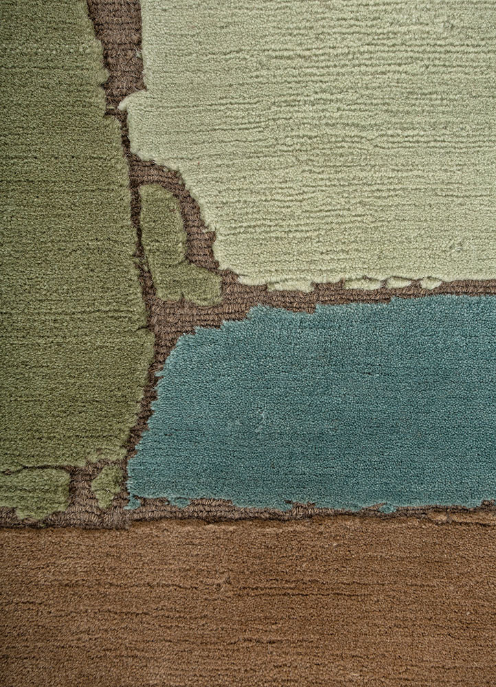 aprezo green wool hand knotted Rug - CloseUp aprezo green wool hand knotted Rug - CloseUp