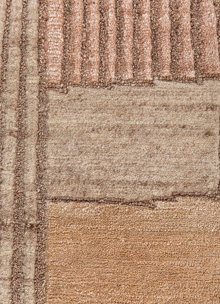 blythe beige and brown wool and silk hand knotted Rug - CloseUp