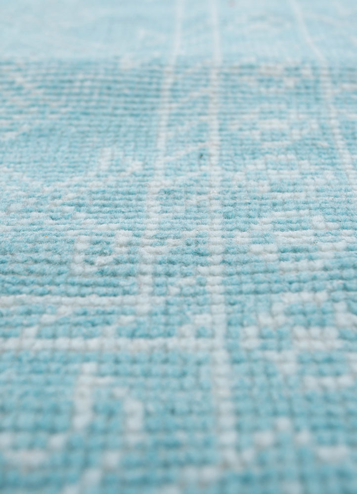 erbe blue polyester hand knotted Rug - CloseUp erbe blue polyester hand knotted Rug - CloseUp