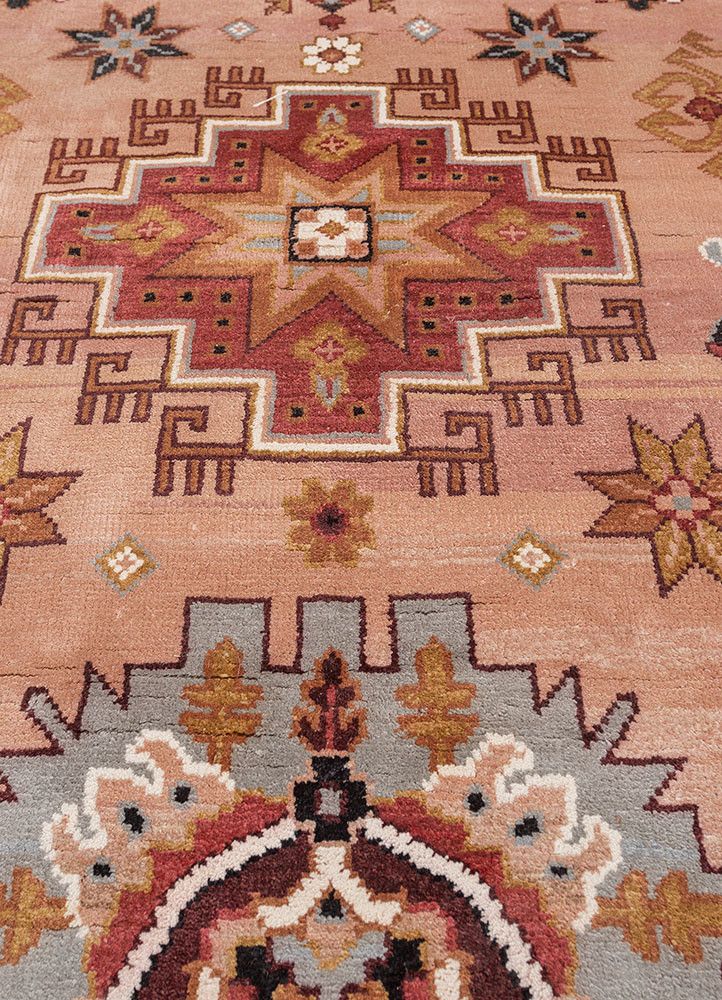 gulmarg red and orange silk hand knotted Rug - CloseUp gulmarg red and orange silk hand knotted Rug - CloseUp
