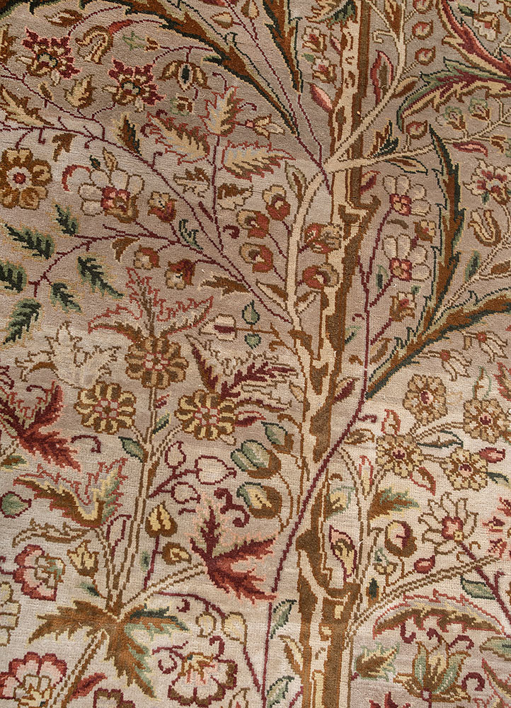 gulmarg beige and brown silk hand knotted Rug - CloseUp