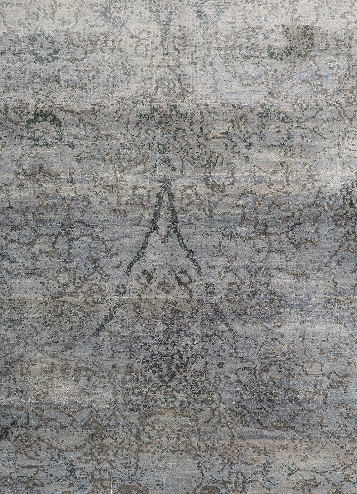 aprezo ivory silk hand knotted Rug - CloseUp