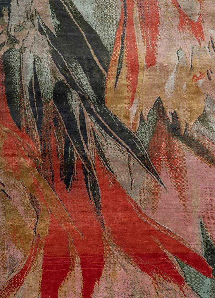 aprezo ivory silk hand knotted Rug - CloseUp
