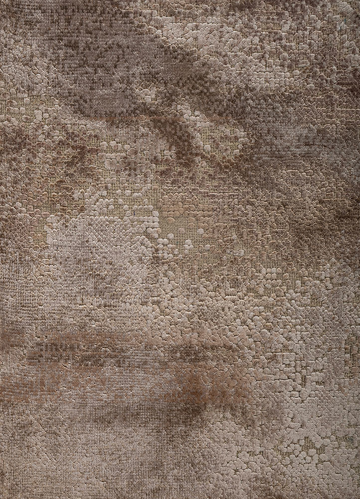 entropy beige and brown wool and bamboo silk hand knotted Rug - CloseUp entropy beige and brown wool and bamboo silk hand knotted Rug - CloseUp