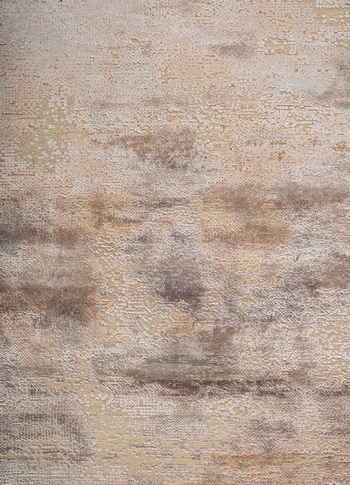 entropy ivory wool and bamboo silk hand knotted Rug - CloseUp