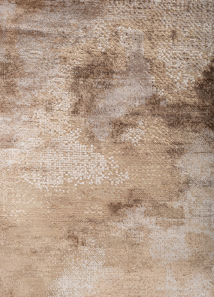 uvenuti beige and brown wool and bamboo silk hand knotted Rug - CloseUp uvenuti beige and brown wool and bamboo silk hand knotted Rug - CloseUp