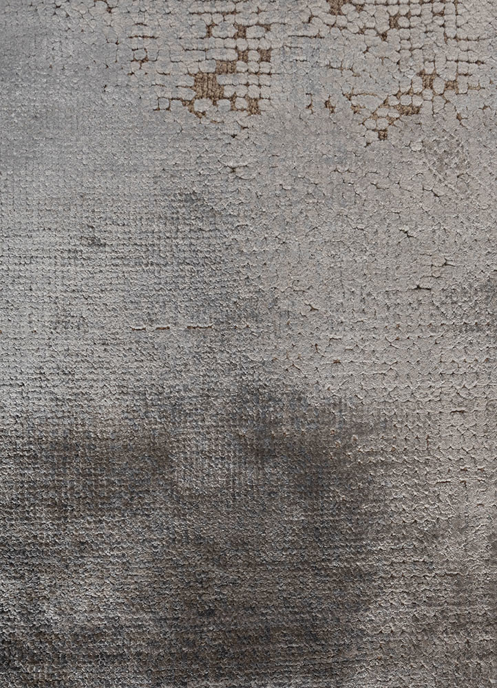 uvenuti grey and black wool and bamboo silk hand knotted Rug - CloseUp uvenuti grey and black wool and bamboo silk hand knotted Rug - CloseUp