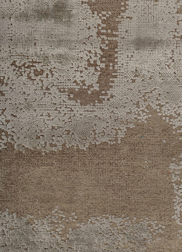 uvenuti beige and brown wool and bamboo silk hand knotted Rug - CloseUp uvenuti beige and brown wool and bamboo silk hand knotted Rug - CloseUp
