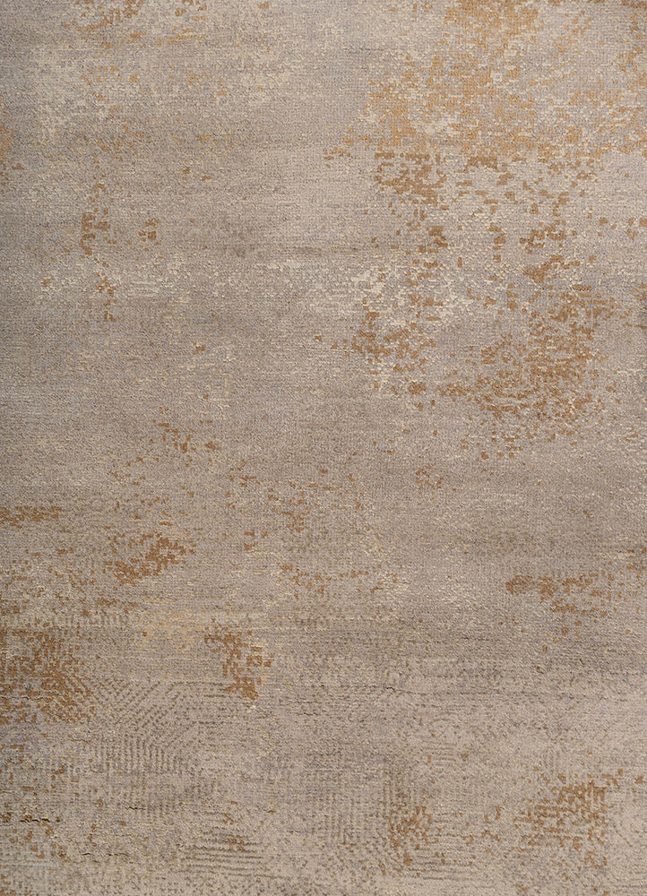 entropy ivory wool and bamboo silk hand knotted Rug - CloseUp