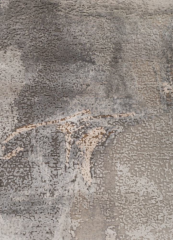 aprezo grey and black wool and bamboo silk hand knotted Rug - CloseUp aprezo grey and black wool and bamboo silk hand knotted Rug - CloseUp