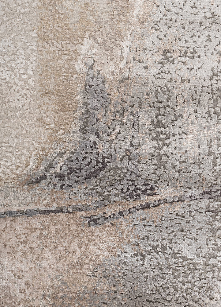 aprezo ivory wool and bamboo silk hand knotted Rug - CloseUp