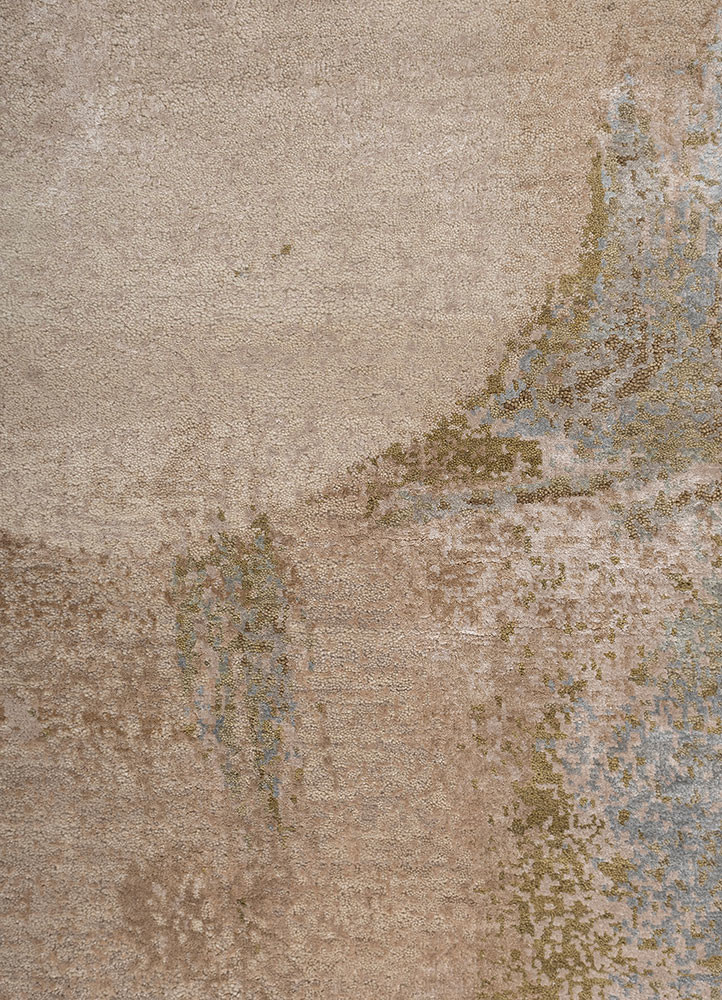 aprezo beige and brown wool and bamboo silk hand knotted Rug - CloseUp