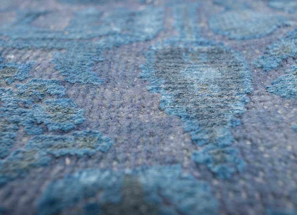 far east blue wool and bamboo silk hand knotted Rug - CloseUp far east blue wool and bamboo silk hand knotted Rug - CloseUp