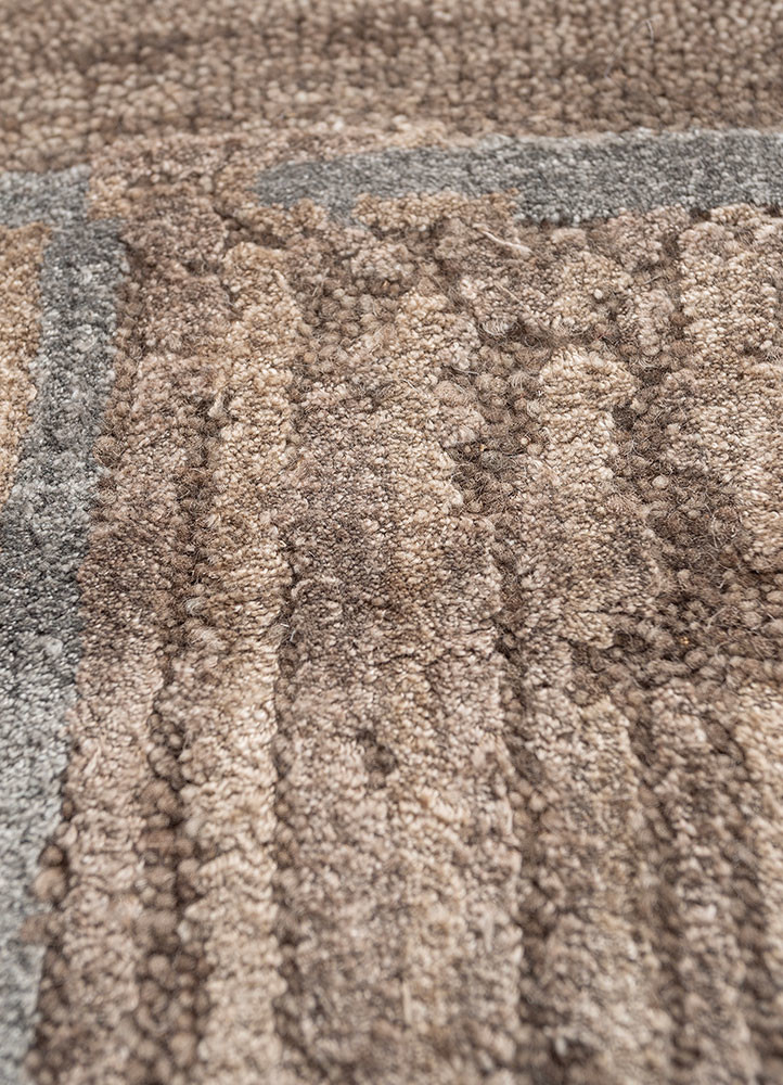 aprezo beige and brown wool and bamboo silk hand knotted Rug - CloseUp aprezo beige and brown wool and bamboo silk hand knotted Rug - CloseUp