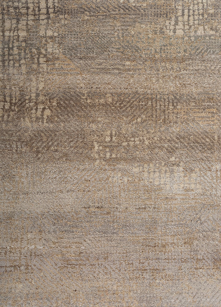 entropy beige and brown wool and bamboo silk hand knotted Rug - CloseUp entropy beige and brown wool and bamboo silk hand knotted Rug - CloseUp