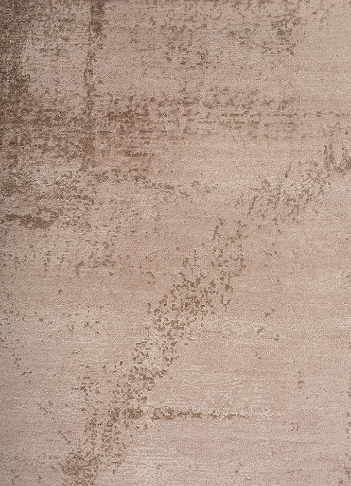entropy beige and brown wool and bamboo silk hand knotted Rug - CloseUp