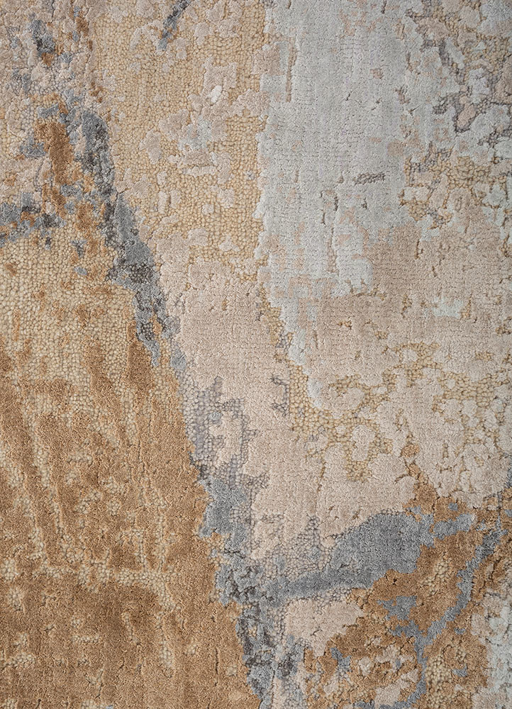 entropy beige and brown wool and bamboo silk hand knotted Rug - CloseUp entropy beige and brown wool and bamboo silk hand knotted Rug - CloseUp