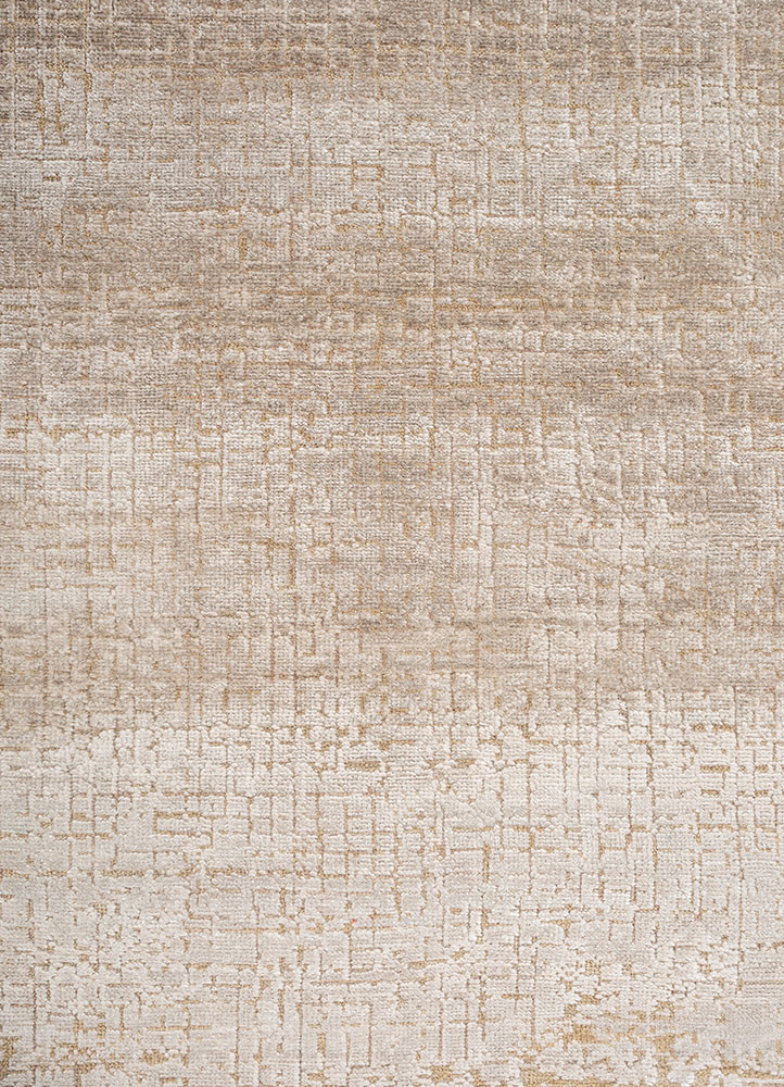 entropy ivory wool and bamboo silk hand knotted Rug - CloseUp