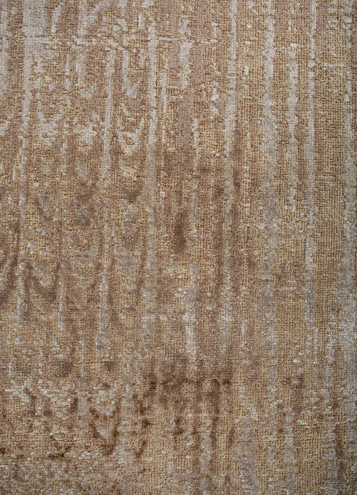 entropy ivory wool and bamboo silk hand knotted Rug - CloseUp