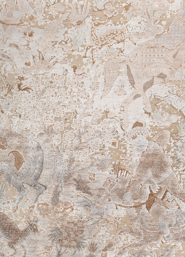 aurora ivory wool and bamboo silk hand knotted Rug - CloseUp aurora ivory wool and bamboo silk hand knotted Rug - CloseUp