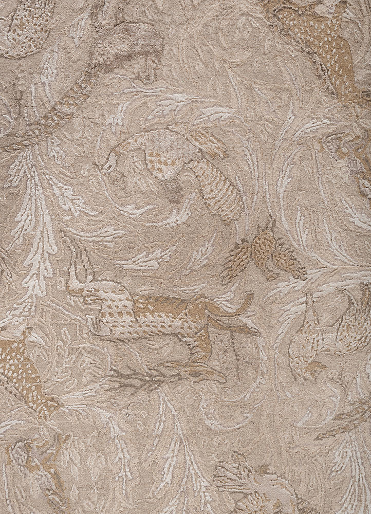 aprezo ivory wool and bamboo silk hand knotted Rug - CloseUp