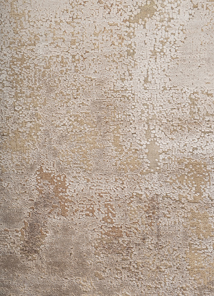 aprezo beige and brown wool and bamboo silk hand knotted Rug - CloseUp