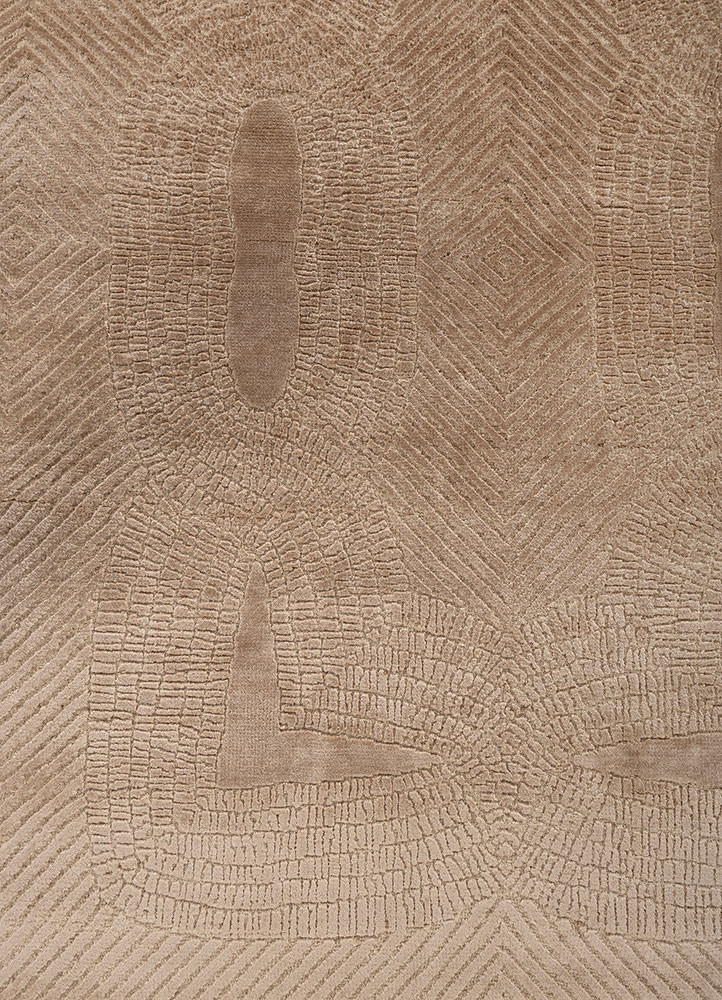 azalea beige and brown wool and bamboo silk hand knotted Rug - CloseUp azalea beige and brown wool and bamboo silk hand knotted Rug - CloseUp