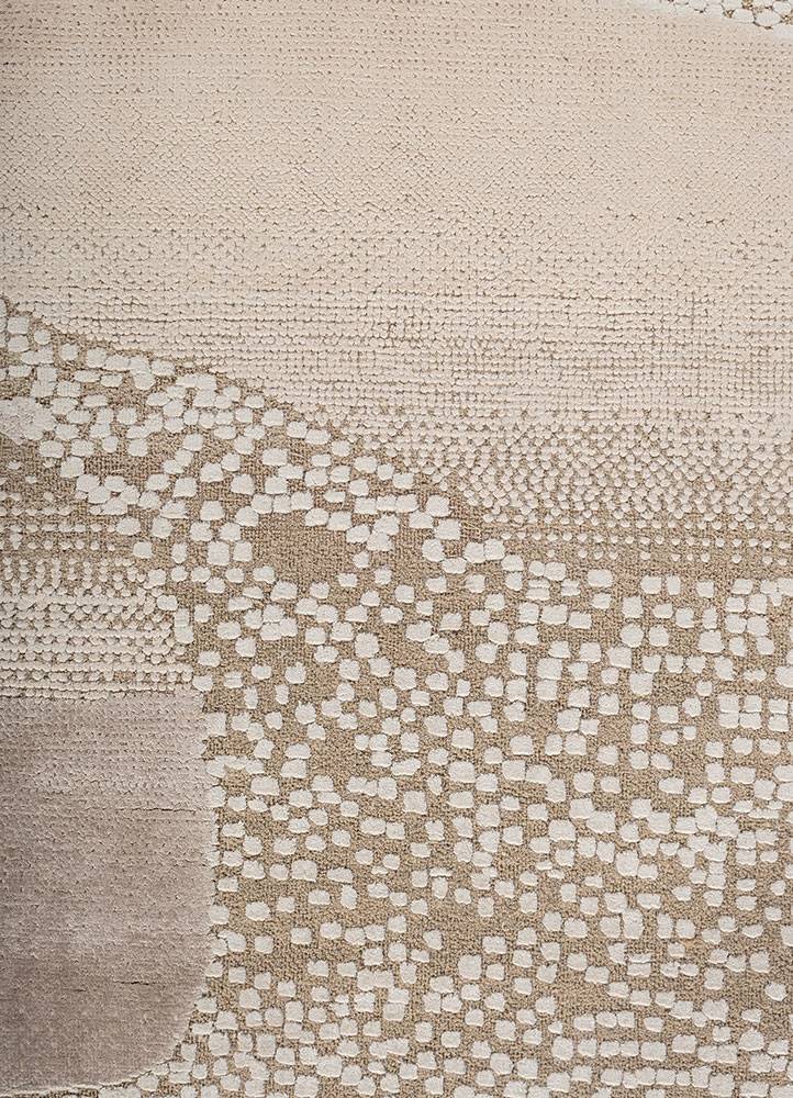 aprezo beige and brown wool and bamboo silk hand knotted Rug - CloseUp aprezo beige and brown wool and bamboo silk hand knotted Rug - CloseUp
