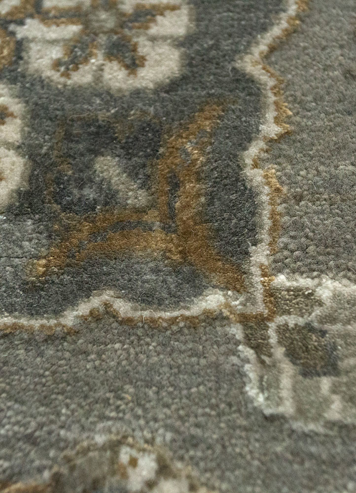 aurora grey and black wool and bamboo silk hand knotted Rug - CloseUp aurora grey and black wool and bamboo silk hand knotted Rug - CloseUp