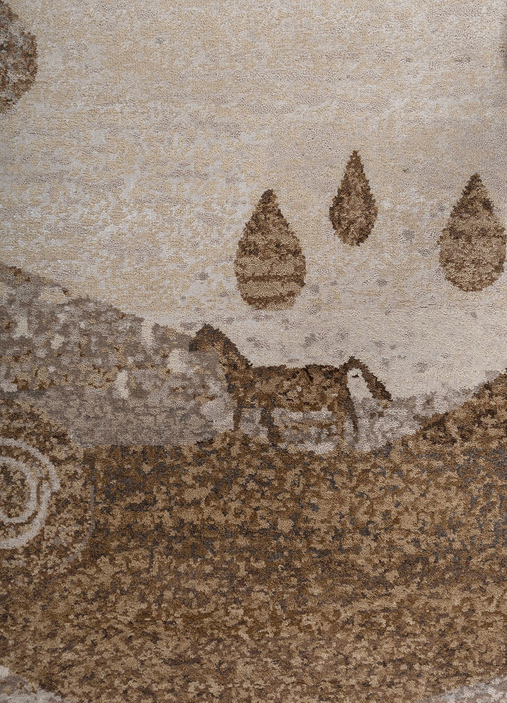 whispers of the desert ivory wool and bamboo silk hand knotted Rug - CloseUp