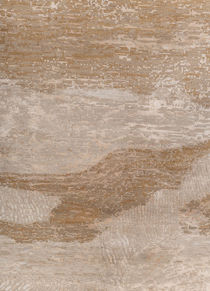aprezo beige and brown viscose hand knotted Rug - CloseUp aprezo beige and brown viscose hand knotted Rug - CloseUp